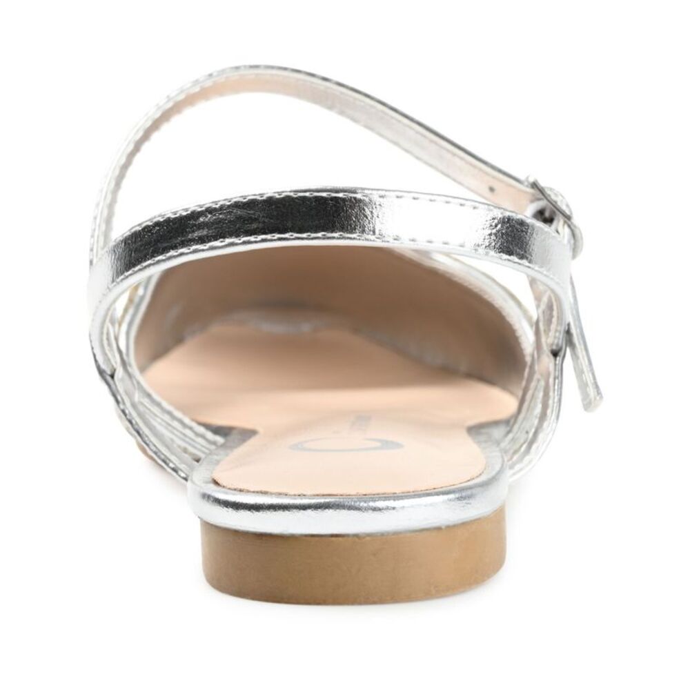 JOURNEE COLLECTION Womens Silver Mixed Media Nysha Toe Slingback Sandal 8.5 - Picture 2 of 4